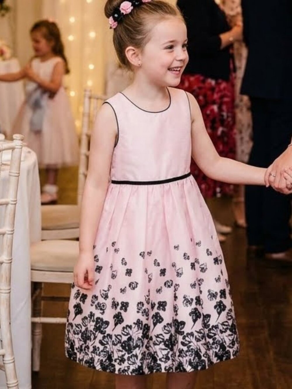 Pippa & Julie Girls Pink Black Dress Size 6X Bridesmaid Formal Special Occasion